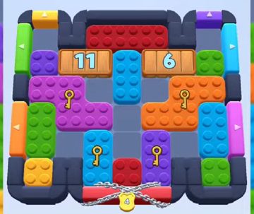Color Block Jam nivel 491 / 899 / 1385: captura del tablero