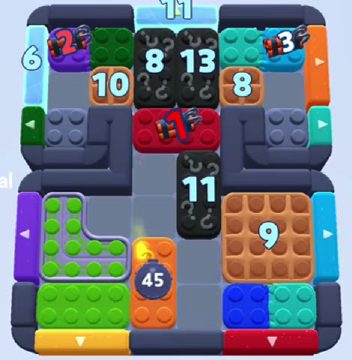 Color Block Jam nivel 1566: captura del tablero