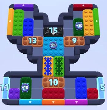Color Block Jam fase 1086: print do tabuleiro