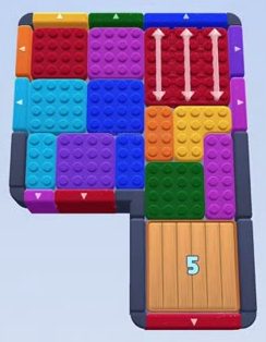 Color Block Jam level 185: screenshot of the board