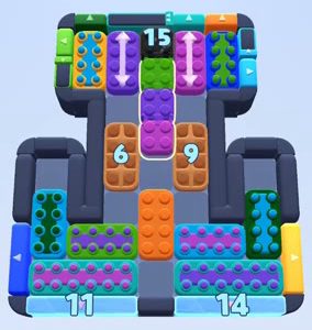 Color Block Jam Level 1100: Screenshot des Spielfelds