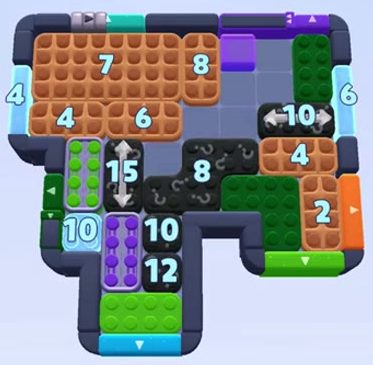 Color Block Jam level 1453 / 1457 / 2363: screenshot of the board