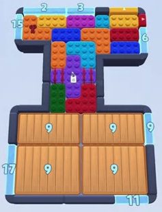 Color Block Jam Level 139: Screenshot des Spielfelds
