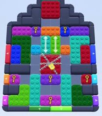 Color Block Jam Level 184: Screenshot des Spielfelds