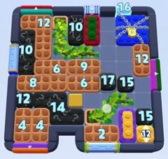 Color Block Jam Level: Screenshot des Spielfelds