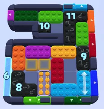 Color Block Jam Level 1033: Screenshot des Spielfelds