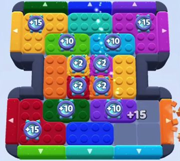 Color Block Jam Level 986: Screenshot des Spielfelds