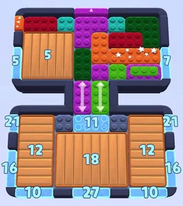 Color Block Jam уровень 1610: скриншот поля