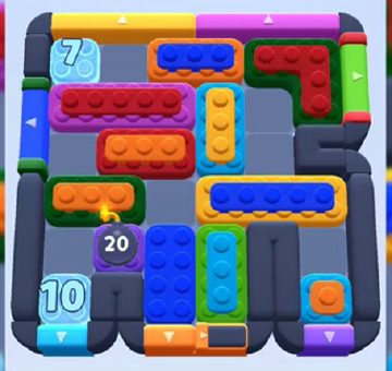 Color Block Jam Level 680: Screenshot des Spielfelds