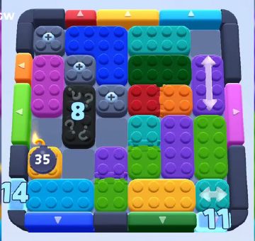Color Block Jam level 1018 / 1019 / 1921: screenshot of the board