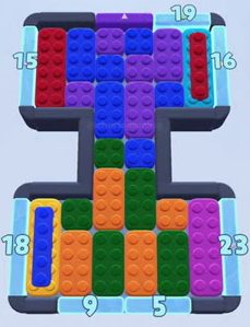 Color Block Jam Level 25: Screenshot des Spielfelds