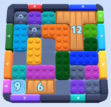 Color Block Jam nivel 340 / 447 / 734 / 1178: captura del tablero