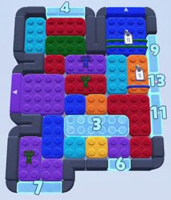 Color Block Jam level 99: screenshot of the board