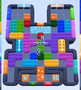 Color Block Jam Level 660: Screenshot des Spielfelds