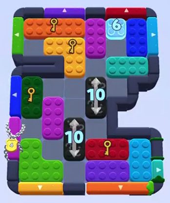Color Block Jam level 1256 / 1259 / 1267: screenshot of the board