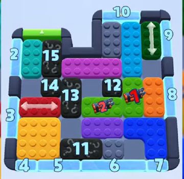 Color Block Jam Level 764: Screenshot des Spielfelds