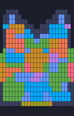 Color Block Jam Level 231: Screenshot des Spielfelds