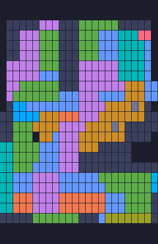 Color Block Jam Level 646: Screenshot des Spielfelds